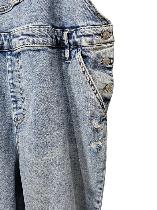 Ava & Viv Denim Straight Leg Distressed Cotton Blue Jean Overalls Size 20 - Picture 4 of 7